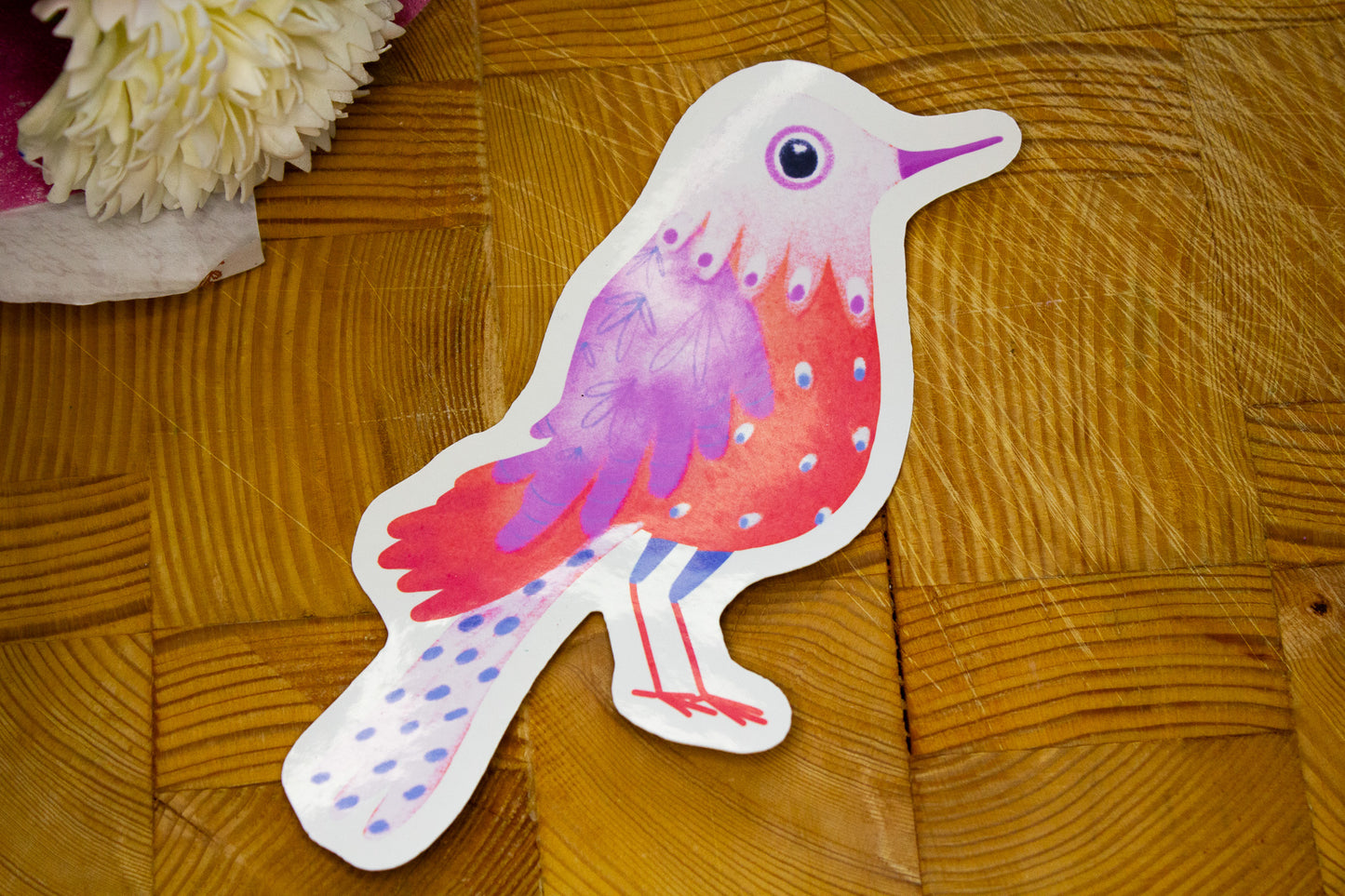 Sticker - Oiseaux : Rose et violet