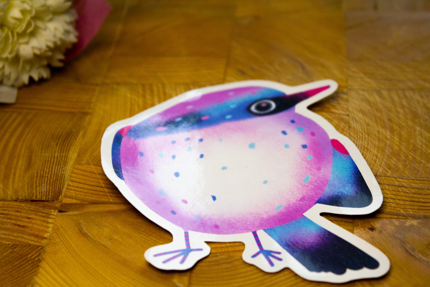 Sticker - Oiseaux : Rose et Bleu