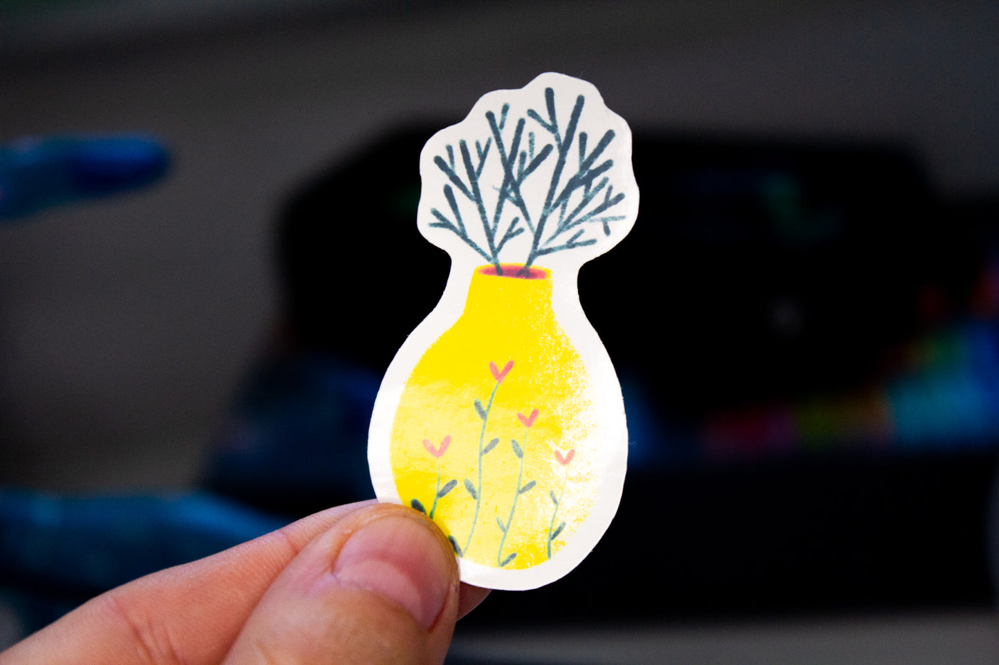 Stickers - planche A5 - Fleurs : Jaune, Rouge et vert